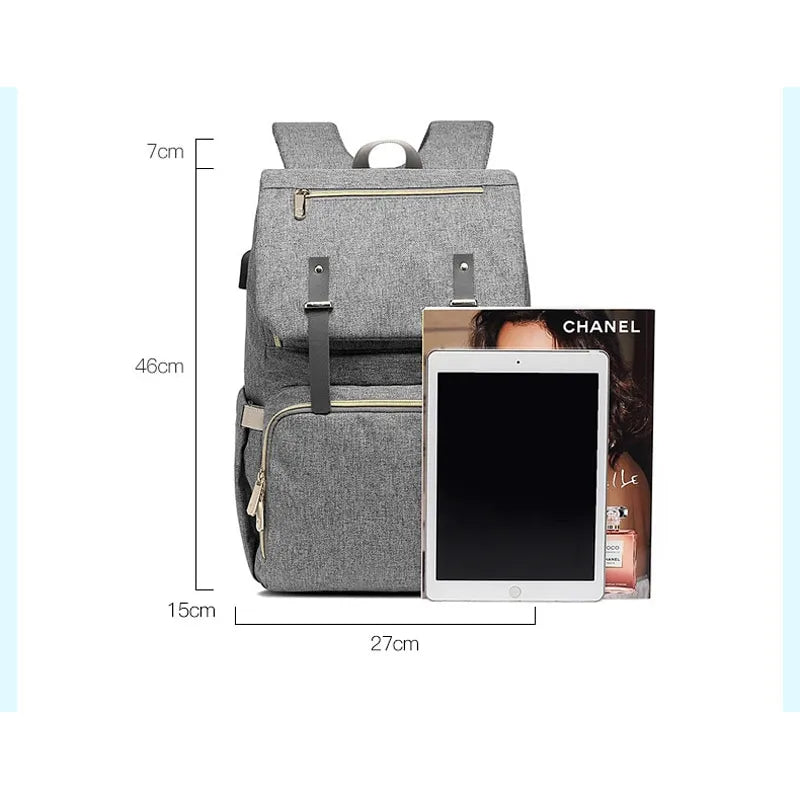 Wickelrucksack mit USB-Anschluss – Baby Rucksack mit Flaschenwärmer & Ladefunktion