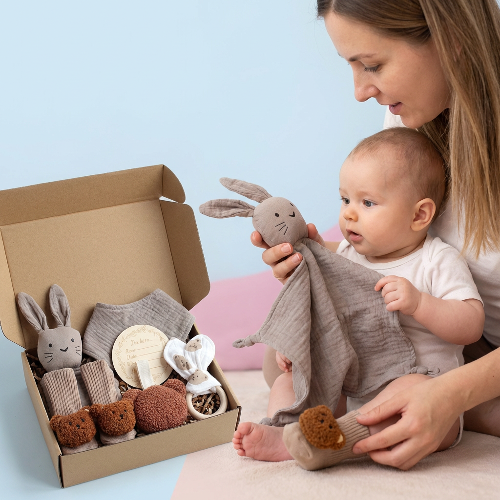 6-Teiliges Neugeborenen Geschenkbox Set – Baby Erstausstattung