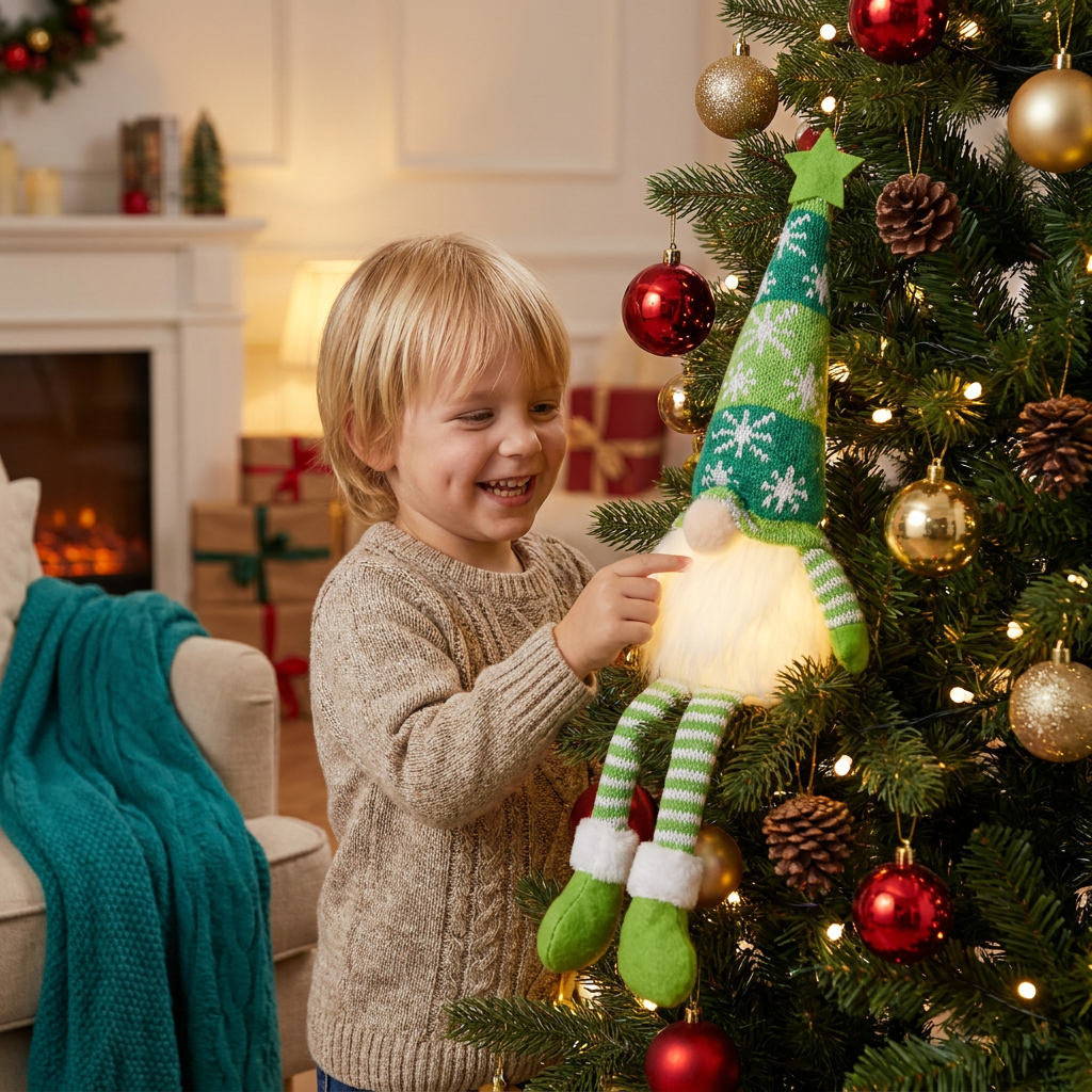 Leuchtende LED-Weihnachtswichtel-Dekorationen