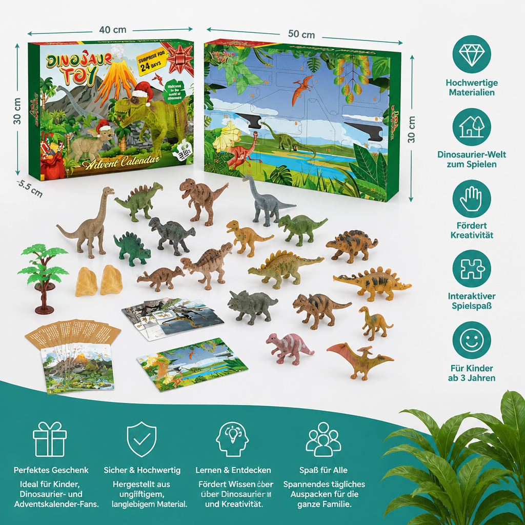 24-Tage-Dinosaurier-Adventskalender mit Überraschungsfiguren