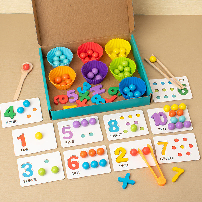 Montessori Kugel Zahlen und Farben Sortierset zum Rechnen Lernen