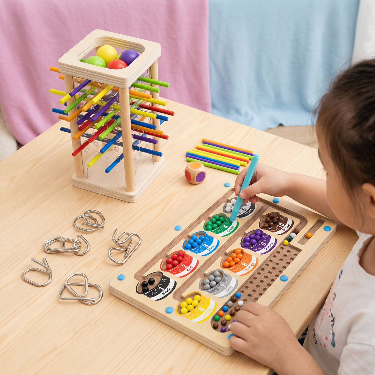 3-Teiliges Montessori Spiel- & Entwicklungs Rätselset für Kinder