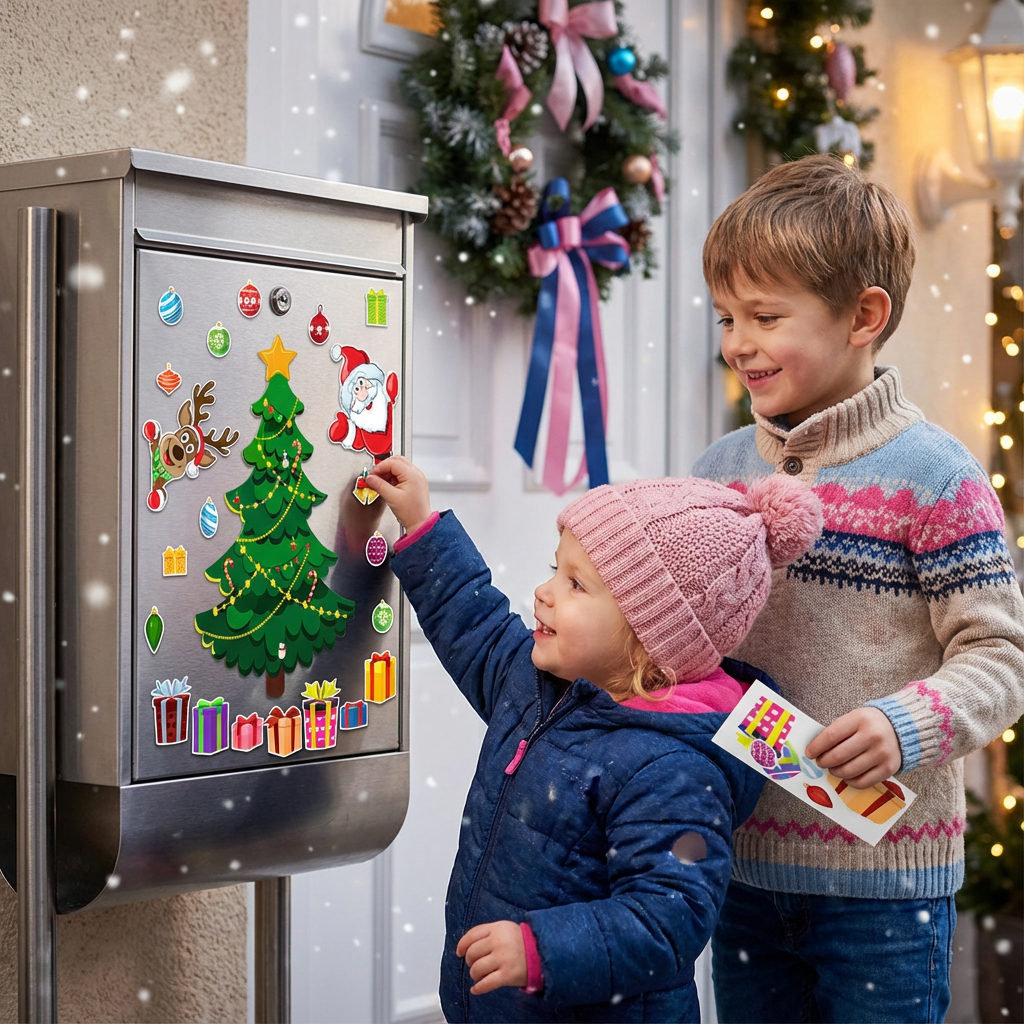Weihnachtliches Montessori Magnet Sticker Set zum Selber Dekorieren