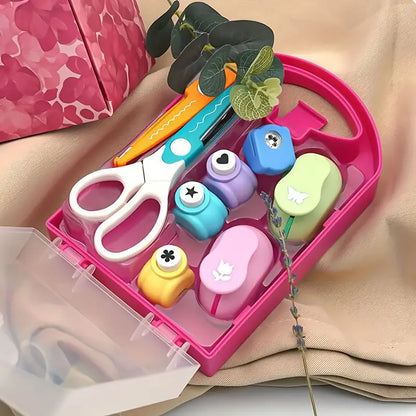 Sicheres Bastelset für Kinder mit Scheren und Stanzer