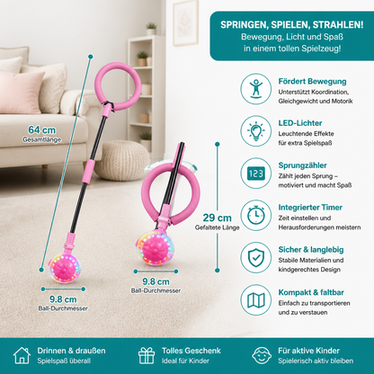 3-in-1 LED-Springball mit Sprungzähler & Timer für Kinder