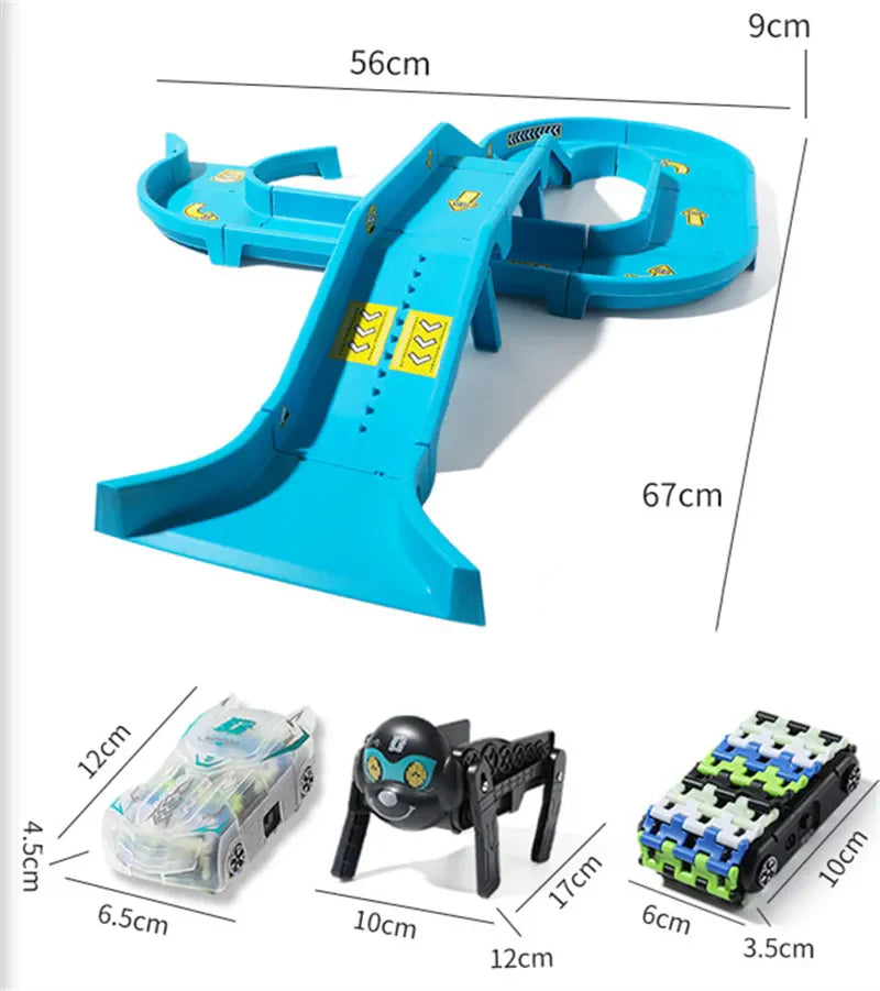 Robotischer Spaß – Rennstrecke mit Fahrzeugen und Rollenspiel für Kinder