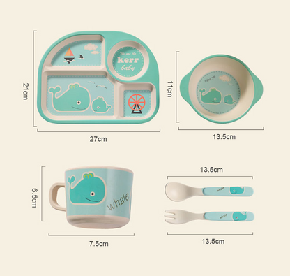 Baby Geschirrset mit Wolkenmotiv – Teller, Schüssel, Becher & Besteck für Kinder