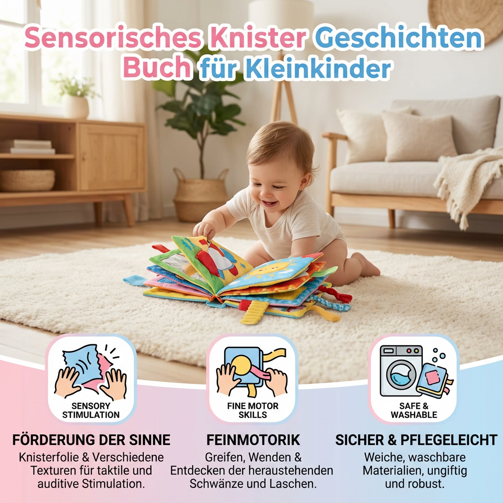 Sensorisches Knister Geschichten Buch für Kleinkinder