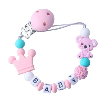 Baby Schnullerclip mit Krone und Bärchen