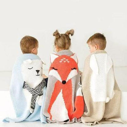 Baby Strickdecke mit Tiermotiv – Kuscheldecke mit 3D-Design für Kinder