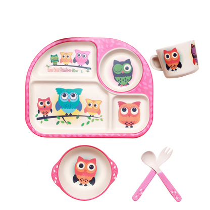 Baby Geschirrset mit Wolkenmotiv – Teller, Schüssel, Becher & Besteck für Kinder