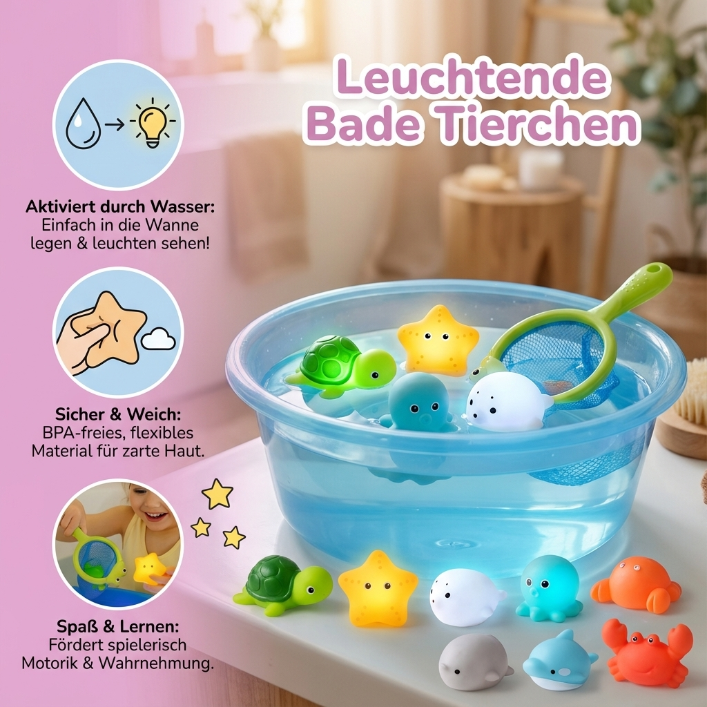Leuchtende Bade Tierchen