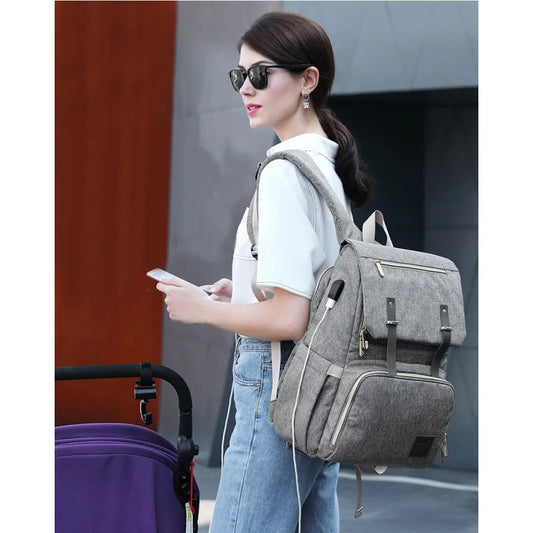 Wickelrucksack mit USB-Anschluss – Baby Rucksack mit Flaschenwärmer & Ladefunktion