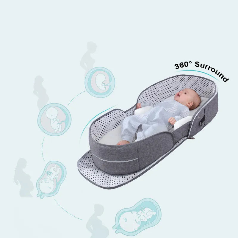 Faltbare Baby Reisewiege mit Moskitonetz und Tragefunktion