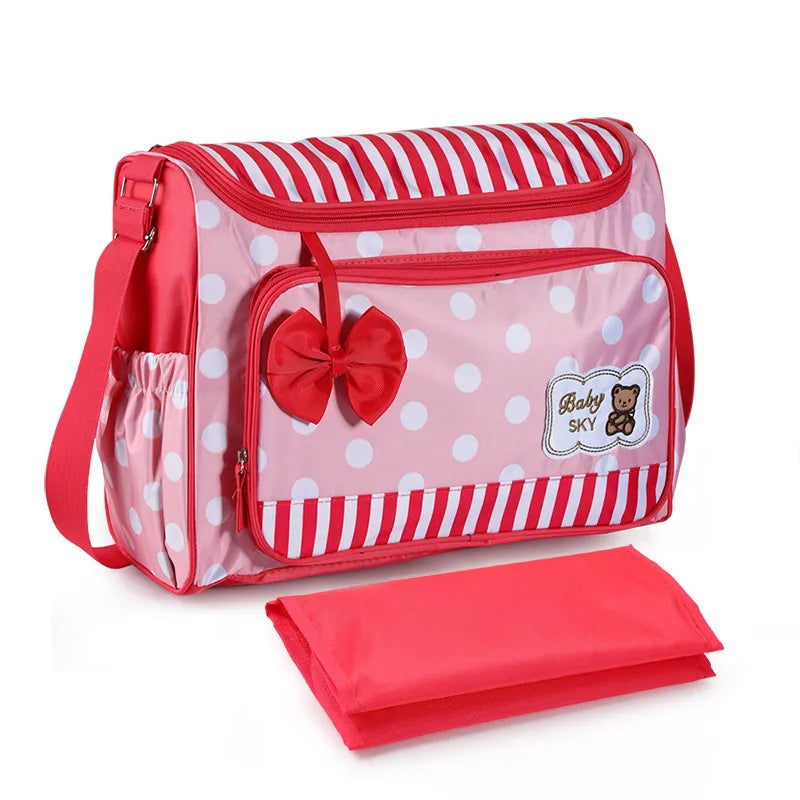 Baby Wickeltasche Blau mit Wickelunterlage und Flaschenhalter