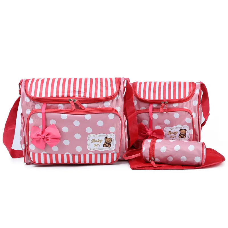 Baby Wickeltasche Blau mit Wickelunterlage und Flaschenhalter