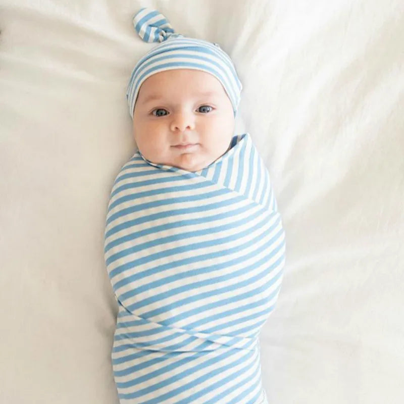 Baby Wickeltuch Set mit Mütze – Weiches Neugeborenen Pucktuch