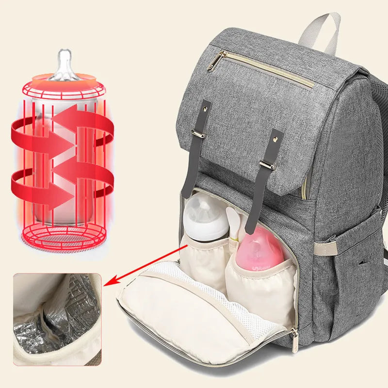 Wickelrucksack mit USB-Anschluss – Baby Rucksack mit Flaschenwärmer & Ladefunktion