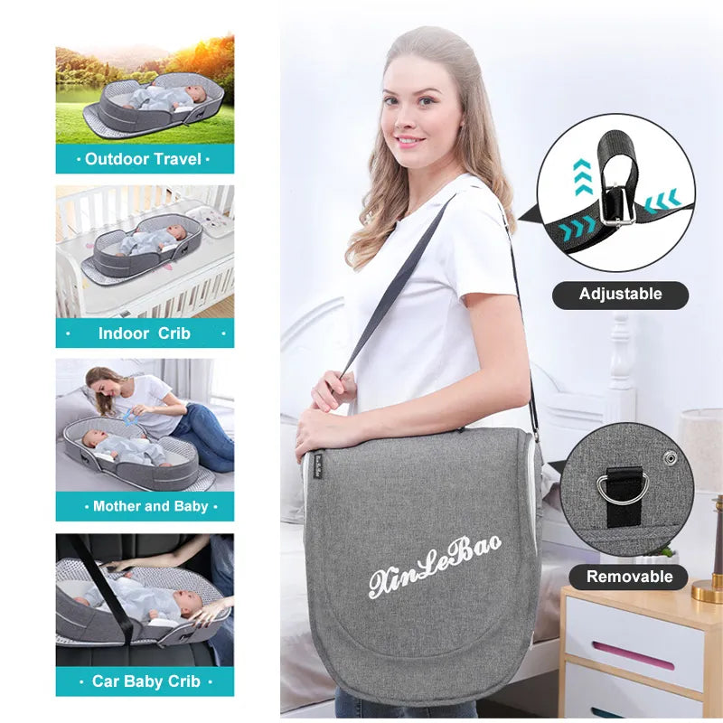 Faltbare Baby Reisewiege mit Moskitonetz und Tragefunktion