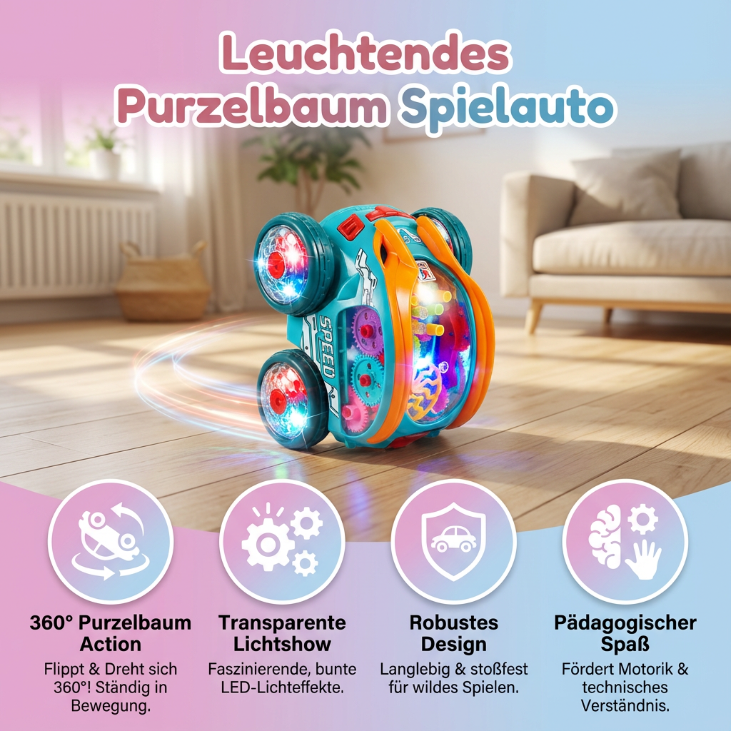 Leuchtendes Purzelbaum Spielauto