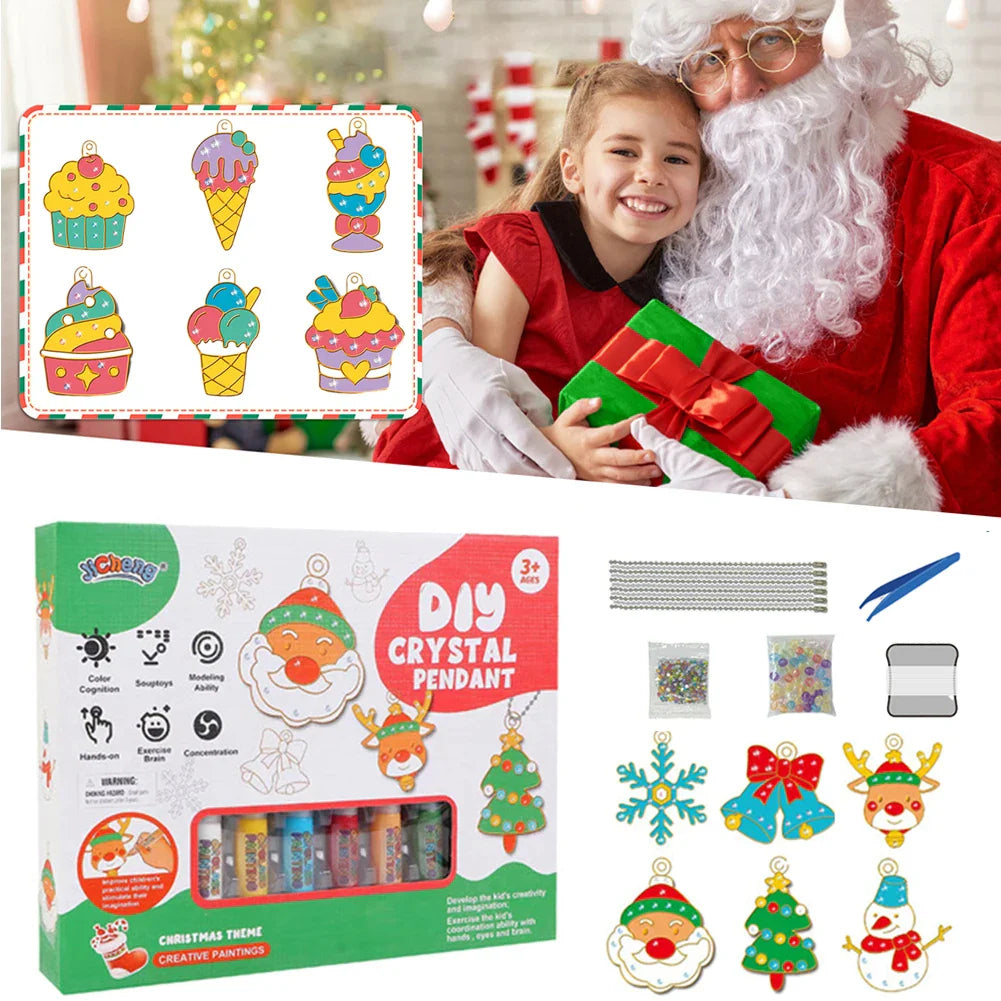 DIY Weihnachts-Kristall-Anhänger Set – Kreatives Malen Für Kinder Mit Weihnachtsmotiven