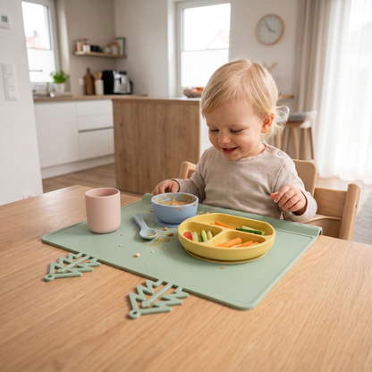 BabySafe praktische & hygienische Silikon-Babytischmatte mit erhöhtem Rand
