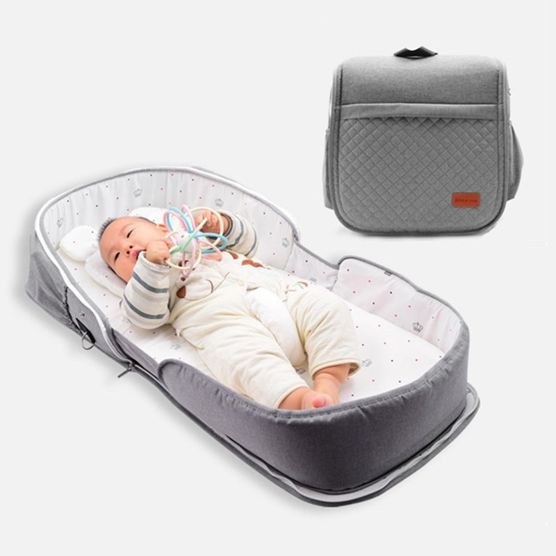 Baby Reisebett mit Wickeltasche – Tragbares 2-in-1 Bett für Unterwegs