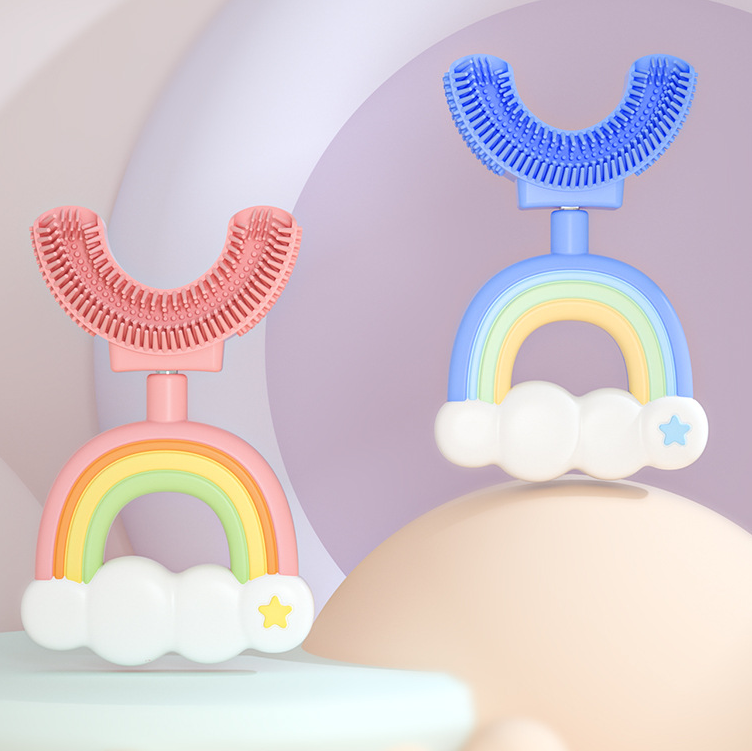 Silikon Kinderzahnbürste U-Design Regenbogen
