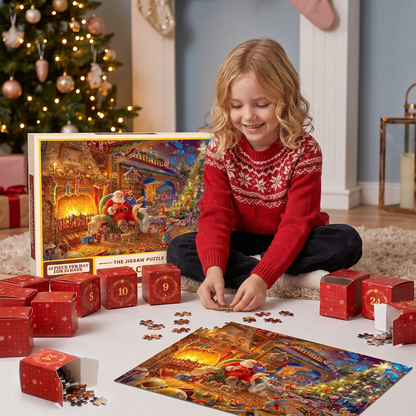 Weihnachts-Puzzle-Adventskalender – 24-Tage-Countdown-Set mit 1008 Teilen