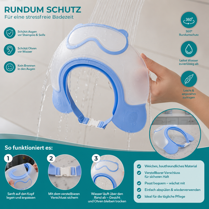 Verstellbarer Baby-Wasser- & Shampoo-Schutzschirm mit 360° Augen- & Ohrenschutz