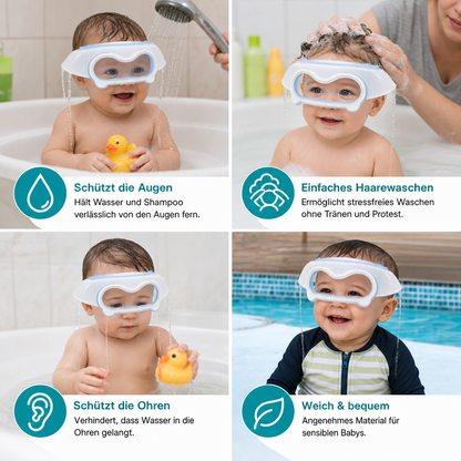 Verstellbarer Baby-Wasser- & Shampoo-Schutzschirm mit 360° Augen- & Ohrenschutz
