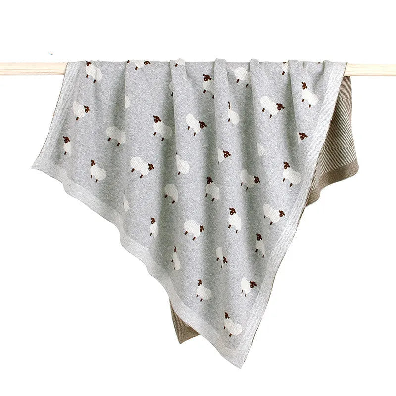 Niedliche Babydecke mit Schaf-Muster – Weiche und warme Decke für Kinderwagen