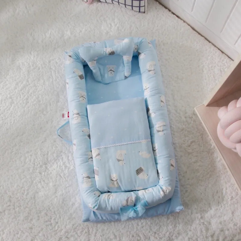 Baby Nestchen mit Matratze – Tragbares Babynest für Neugeborene & Kleinkinder