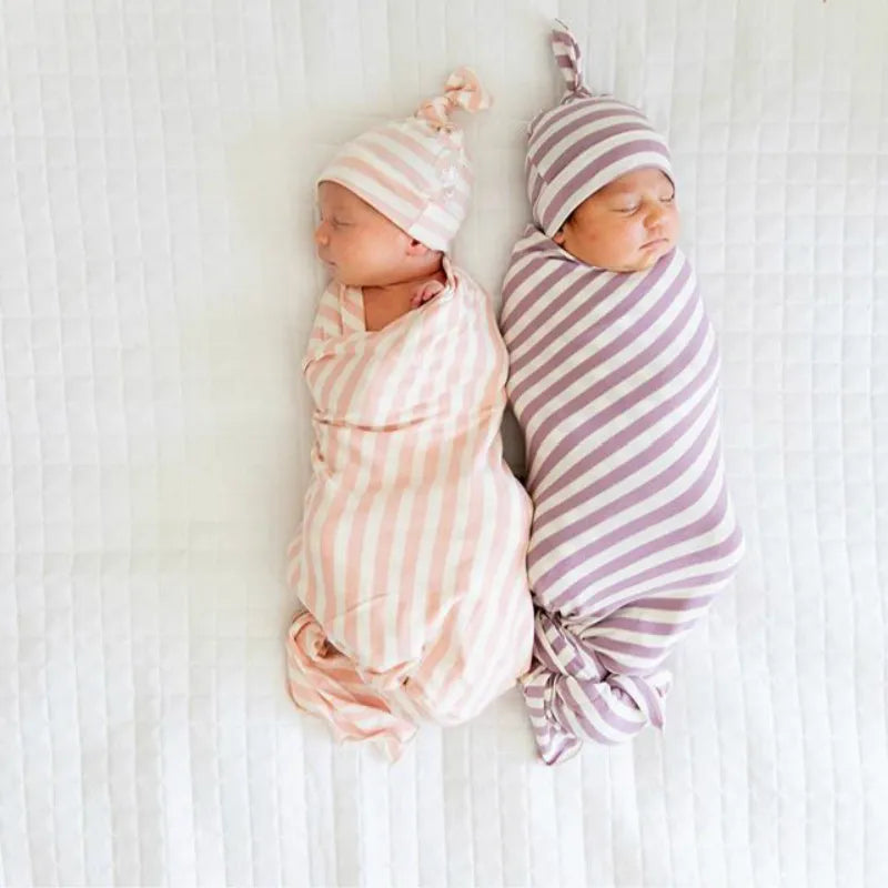 Baby Wickeltuch Set mit Mütze – Weiches Neugeborenen Pucktuch