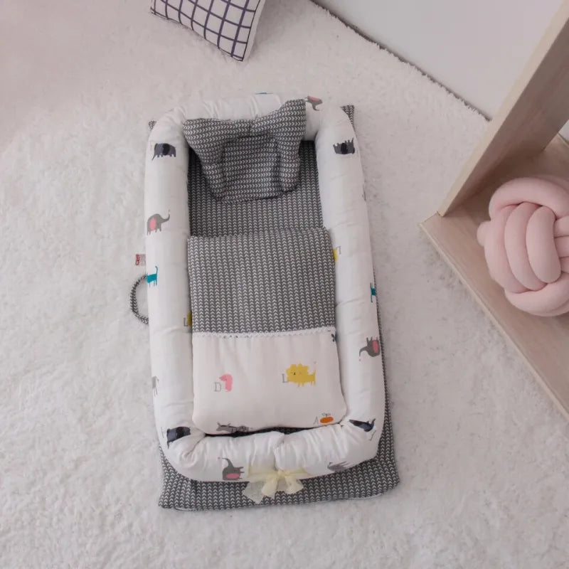 Baby Nestchen mit Matratze – Tragbares Babynest für Neugeborene & Kleinkinder