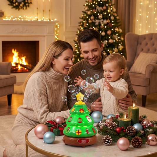 Musik Seifenblasen Weihnachtsbaum mit Sticker zum Dekorieren