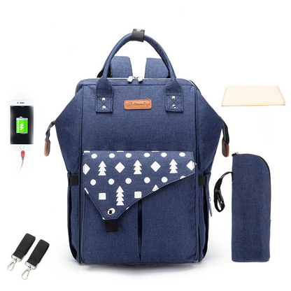 Baby Wickelrucksack mit USB-Anschluss – Multifunktionaler Rucksack für Eltern