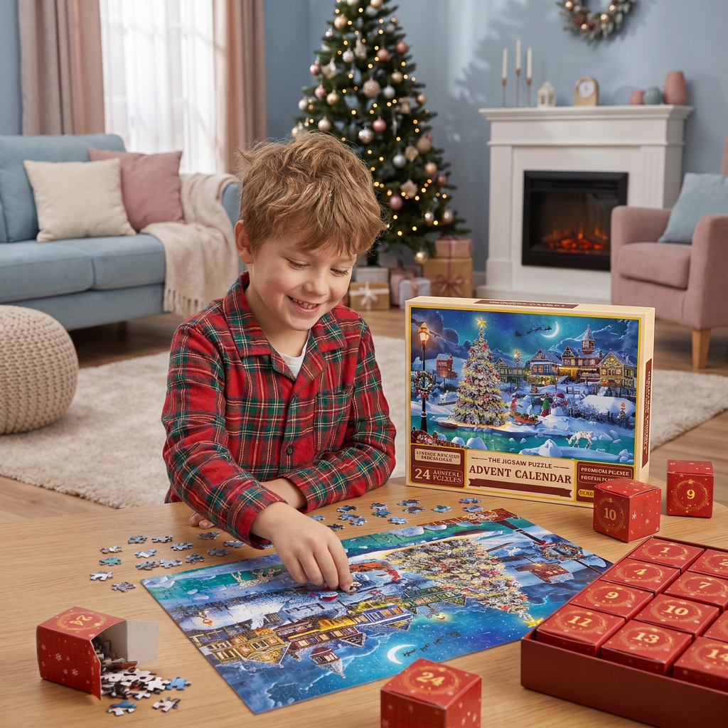Weihnachts-Puzzle-Adventskalender – 24-Tage-Countdown-Set mit 1008 Teilen