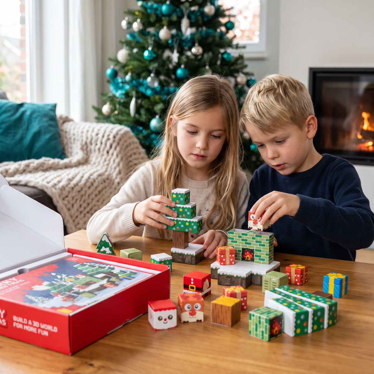 54-teiliges Weihnachts-Magnetbausteinset – Festliches MINT-Konstruktionsspielzeug