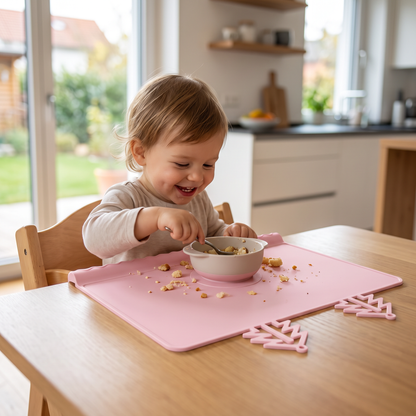BabySafe praktische & hygienische Silikon-Babytischmatte mit erhöhtem Rand