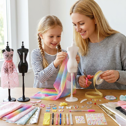 400+ teiliges DIY-Modedesign- & Nähset mit 3 Schneiderpuppen