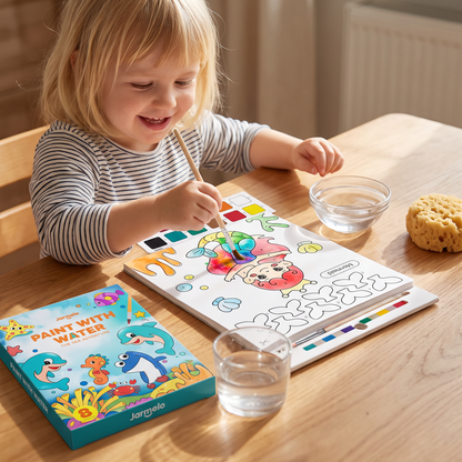 Aquarell-Malbuch mit Pinsel – Sauberer Malspaß nur mit Wasser