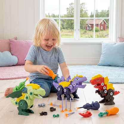 Dinosaurier Schrauben Spielset mit Saugnapf Kanone
