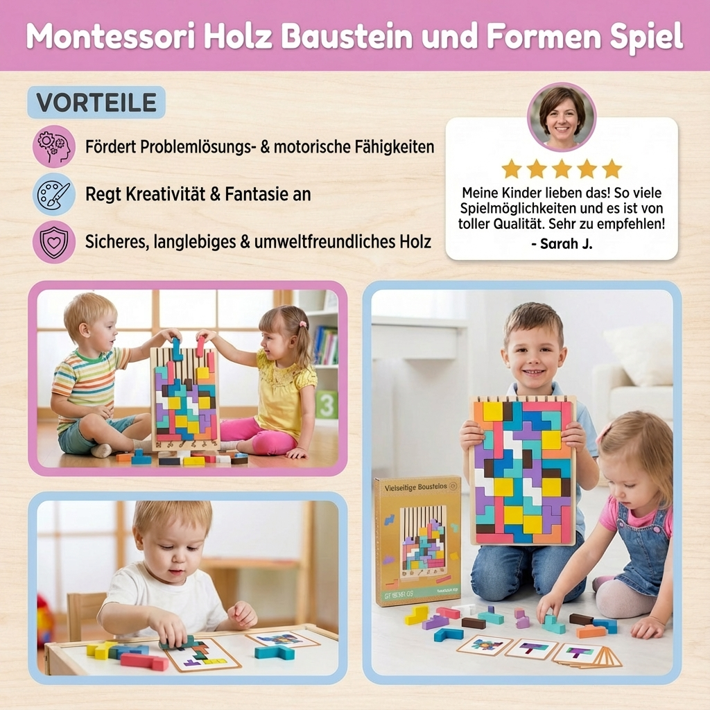 Montessori Holz Baustein und Formen Spiel