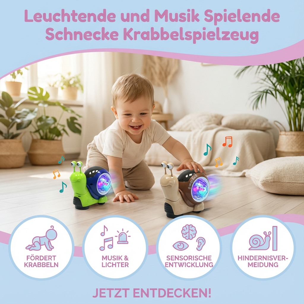 Leuchtende und Musik Spielende Schnecke Krabbelspielzeug