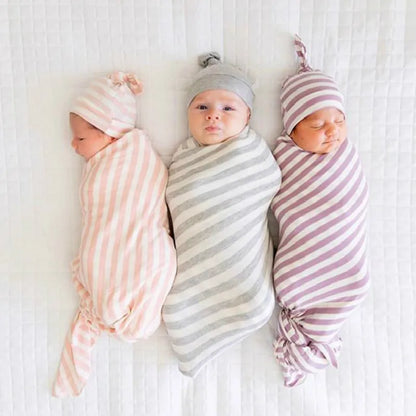 Baby Wickeltuch Set mit Mütze – Weiches Neugeborenen Pucktuch