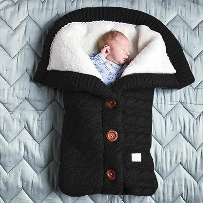 Baby Strick-Schlafsack mit Kapuze – Weicher, gefütterter Babyschlafsack