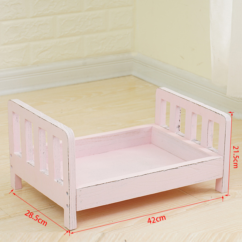 Holzbett für Neugeborenen Fotoshooting – Vintage Babybett Requisite für Fotografie