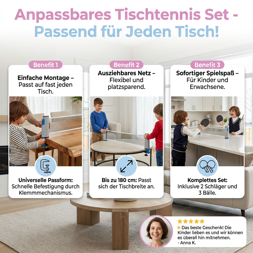 Anpassbares Tischtennis Set - Passend für Jeden Tisch!
