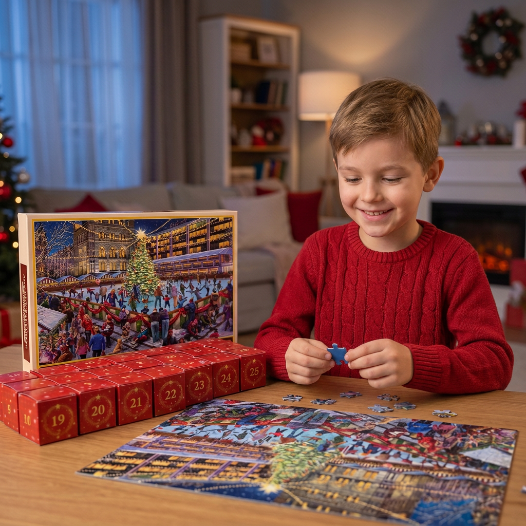 Weihnachts-Puzzle-Adventskalender – 24-Tage-Countdown-Set mit 1008 Teilen